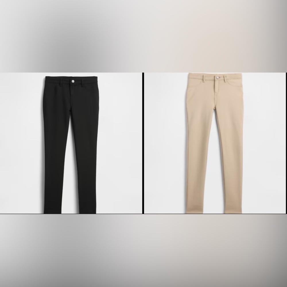 2 Pairs Gap Kids Sz 5 Girls Uniform Ponte Pants Khaki and Black Adjustable Waist